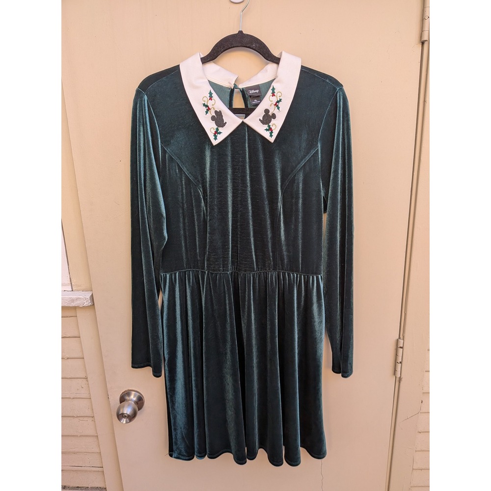 Disney‎ Green Velvet Christmas Dress Size XL Mickey Minnie Mouse